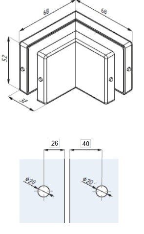 Stiprinājums stikls-stikls 90 gr. Como - Image 2