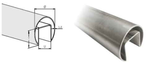 Stikla margu uzmaucamā roktura caurule D42,4 mm