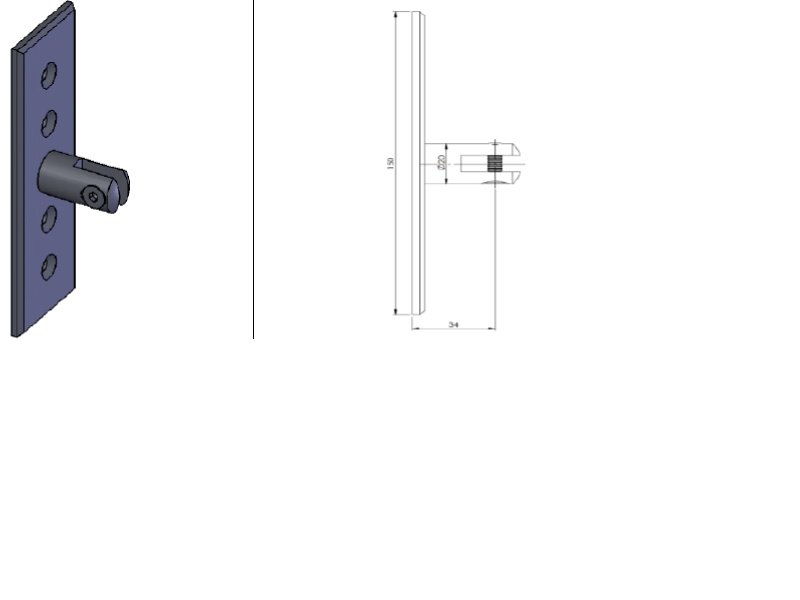 Jumtiņa GR augšējais sienas stiprinājums stiprināšanai pie alumīnija-stikla fasādes