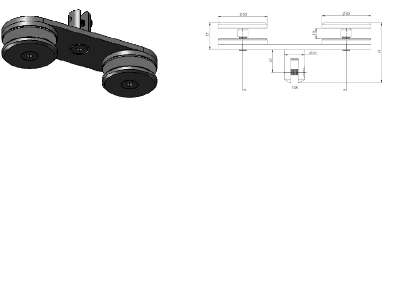 Jumtiņa GR divu stiklu stiprinājums stiprināšanai pie atsaites