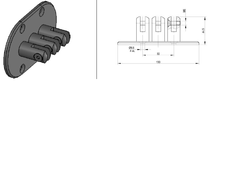 Jumtiņa GR augšējais sienas stiprinājums trijām atsaitēm