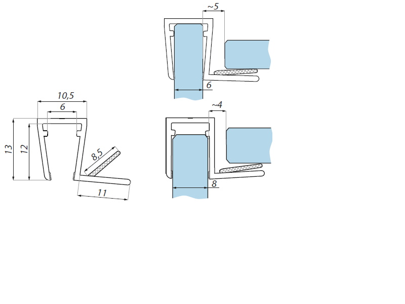 Akrila blīvprofils 6-8mm stiklam 2.5m