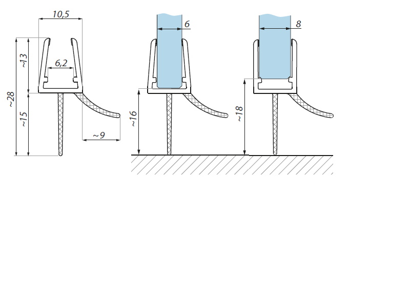 Akrila blīvprofils 6-8mm stiklam 2.5m