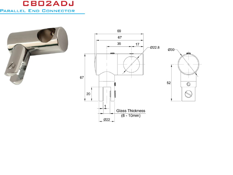 Stiprinājums stanga-stikls