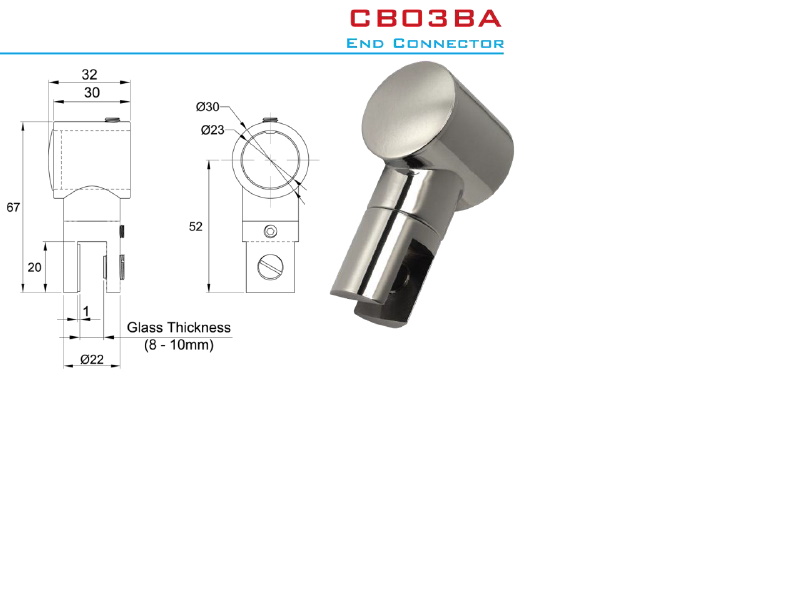 Stiprinājums stanga-stikls