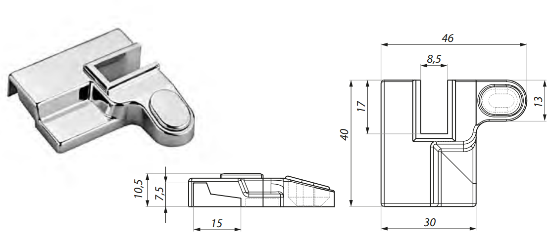 Dušas alumīnija sliekšņa stūra detaļa