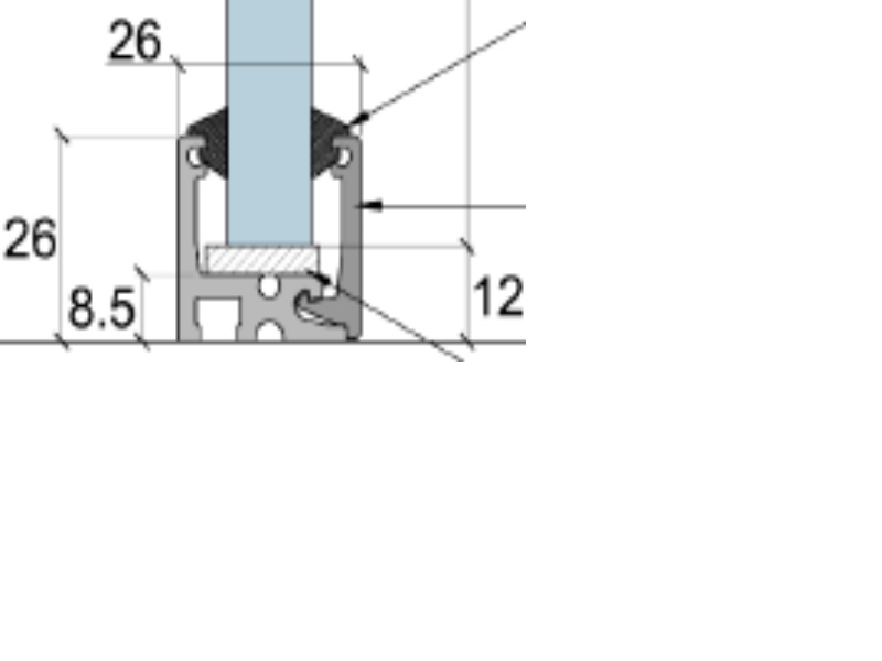 Divdaļīgs U-profils 26x26 mm ar caurspīdīgām blīvgumijām, 3m