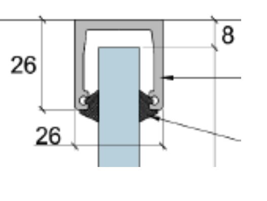 U-profils 26x26 mm ar caurspīdīgām blīvgumijām, 3m