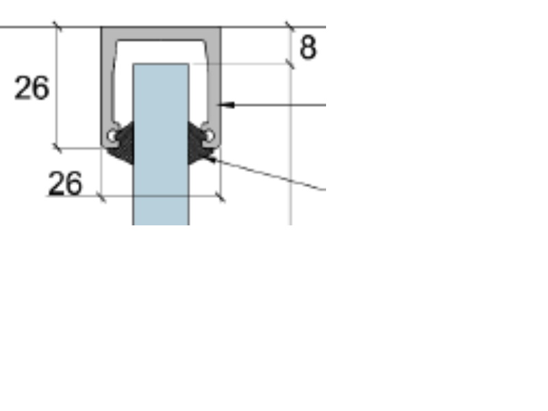 U-profils 26x26 mm ar caurspīdīgām blīvgumijām, 3m
