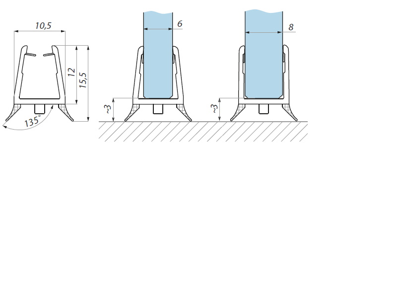 Akrila blīvprofils 6-8mm stiklam 2.5m