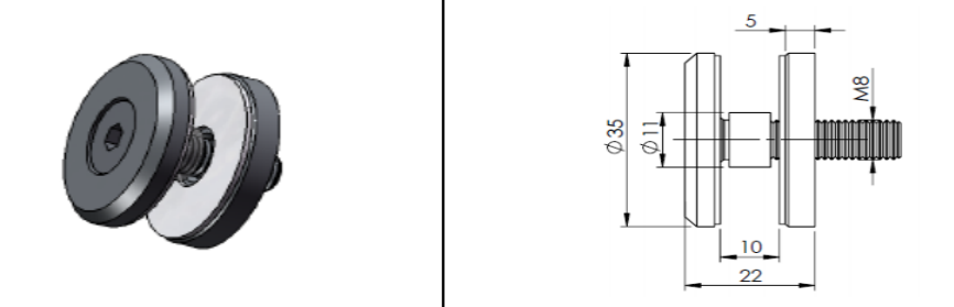 Punktveida stiprinājums Ø35 mm