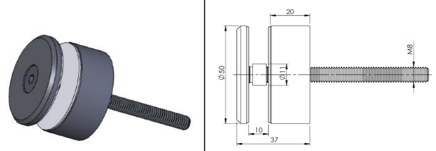 Punktveida stiprinājums Ø50 mm