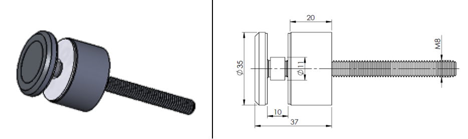 Punktveida stiprinājums Ø35 mm