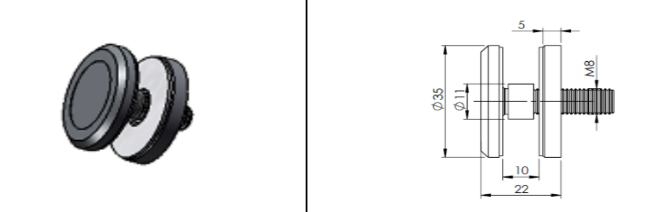 Punktveida stiprinājums Ø35 mm