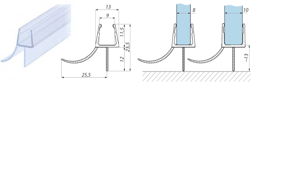 Akrila blīvprofils 8-19mm stiklam 2.5m