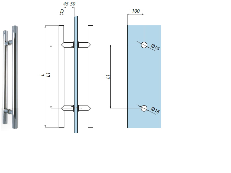 Durvju rokturis Ancona H16
