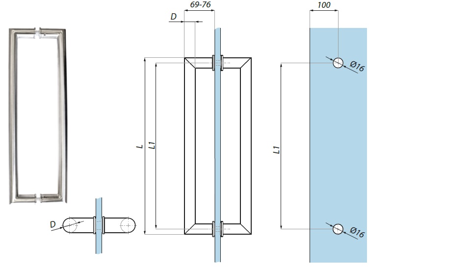 Durvju rokturis Ancona H50