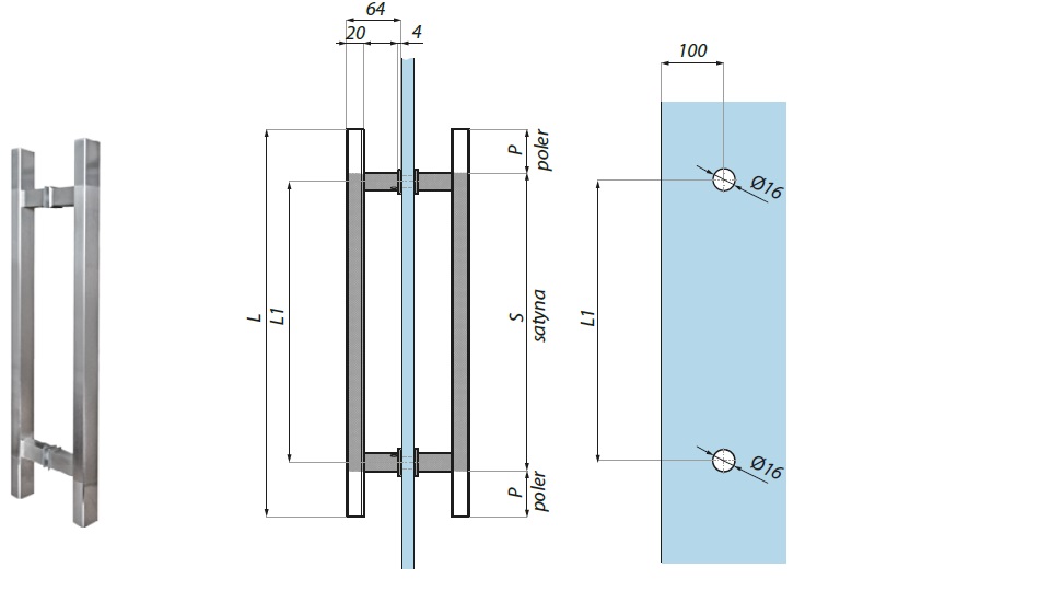 Durvju rokturis Ancona HQ16