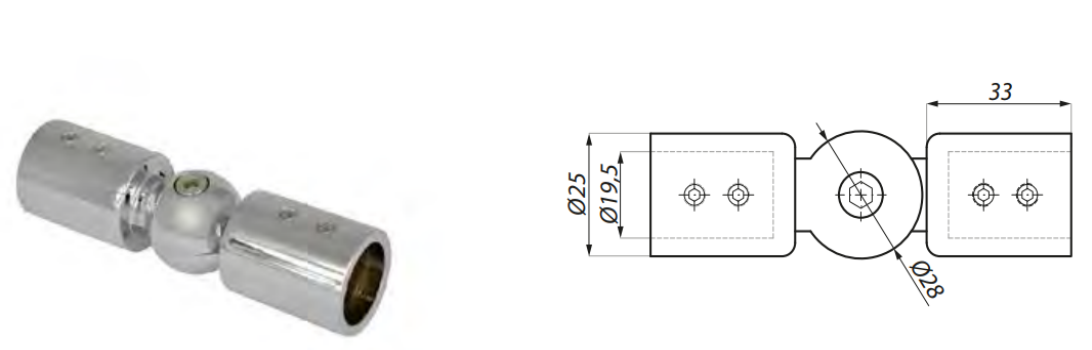 Dušas stangas savienojums stanga-stanga