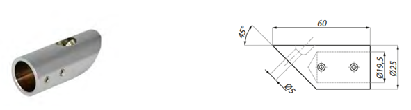 Stiprinājums stanga-siena  45°