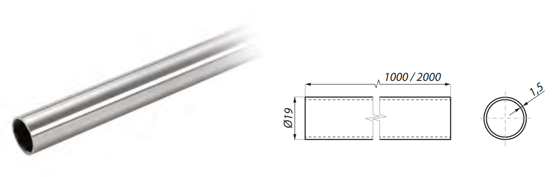 Dušas stanga 19mm, 1m