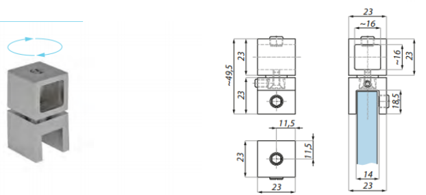 Stiprinājums stanga-stikls