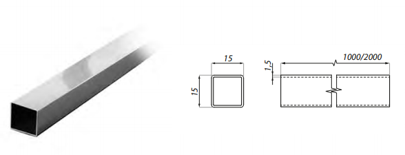 Dušas stanga 15x15mm 2m
