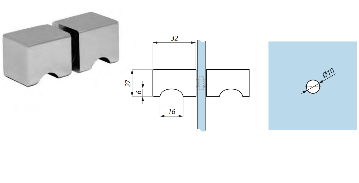 Dušas rokturis 27x27mm