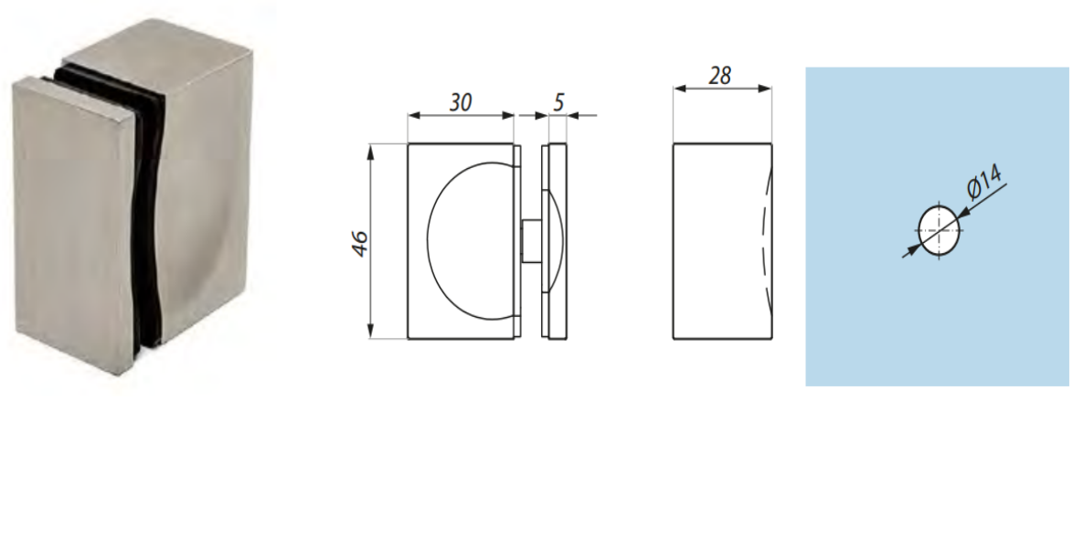 Dušas rokturis 28x46mm