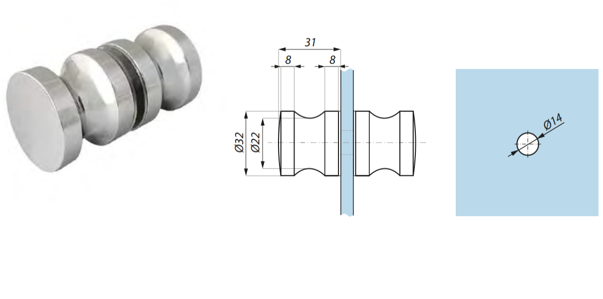 Dušas rokturis ø 32 mm