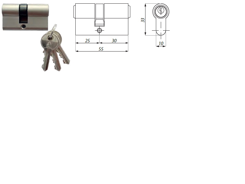 Eirocilindrs 25+30 mm