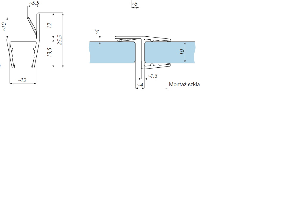 Akrila blīvprofils 10mm stiklam 2.5m