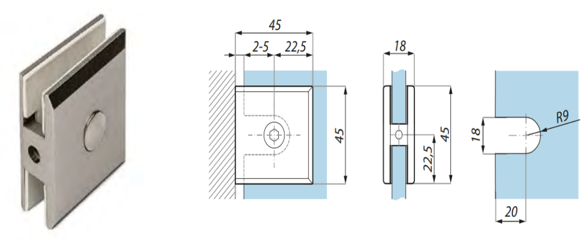 Stiprinājums stikls-siena