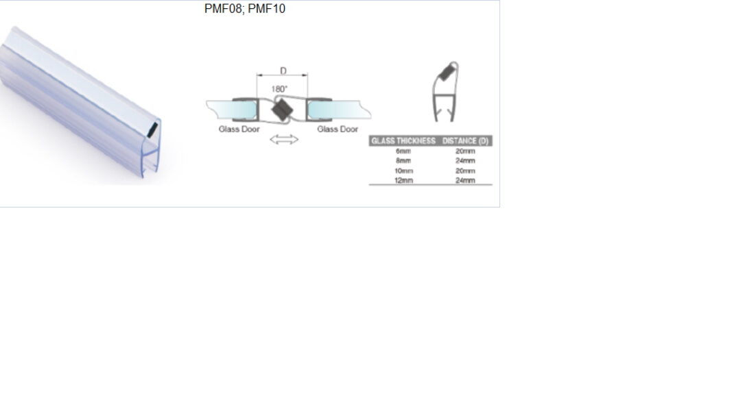 Magnetiskais blīvprofils 90/180° 8mm stiklam 2.2m
