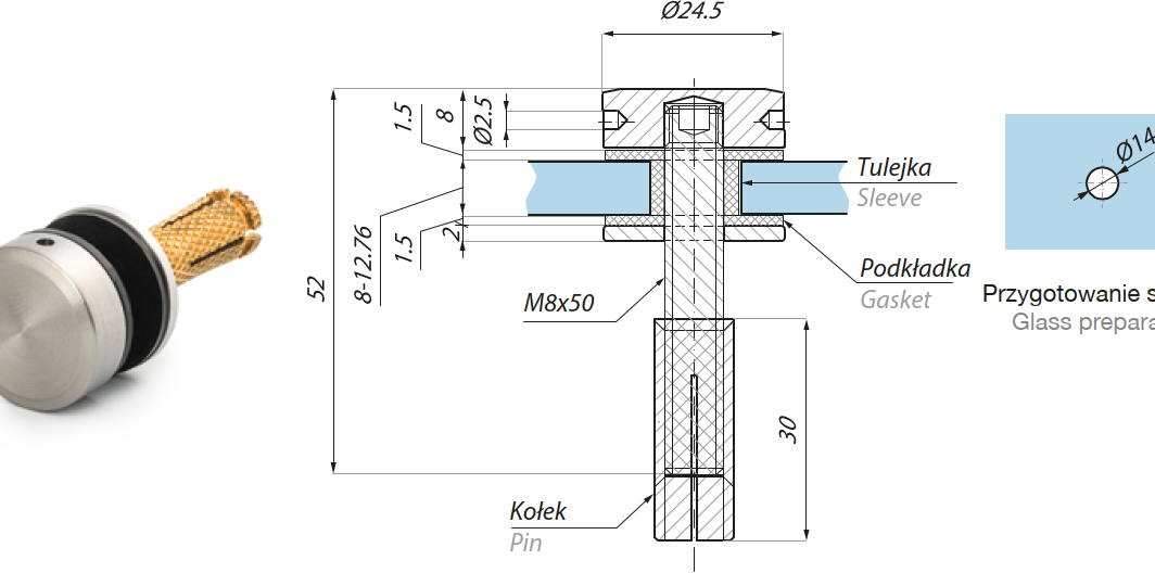 Punktveida stiprinajums Ø24,5mm
