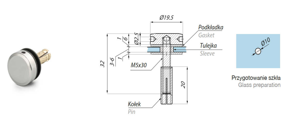 Punktveida stiprinajums Ø19,5mm