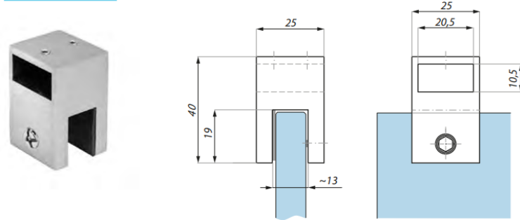 Stiprinājums stanga-stikls
