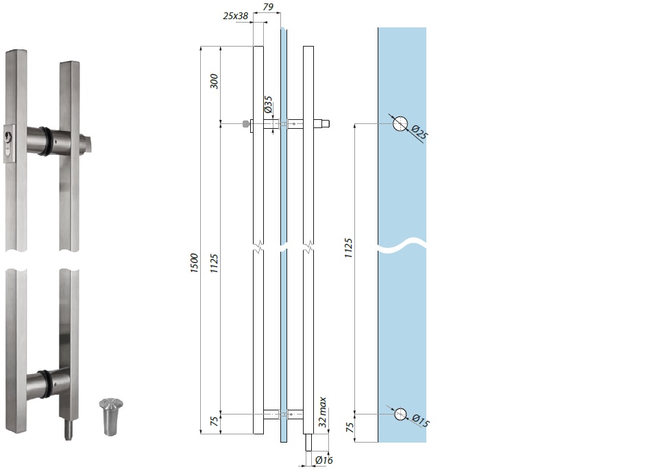 Durvju rokturis Ancona SHL16