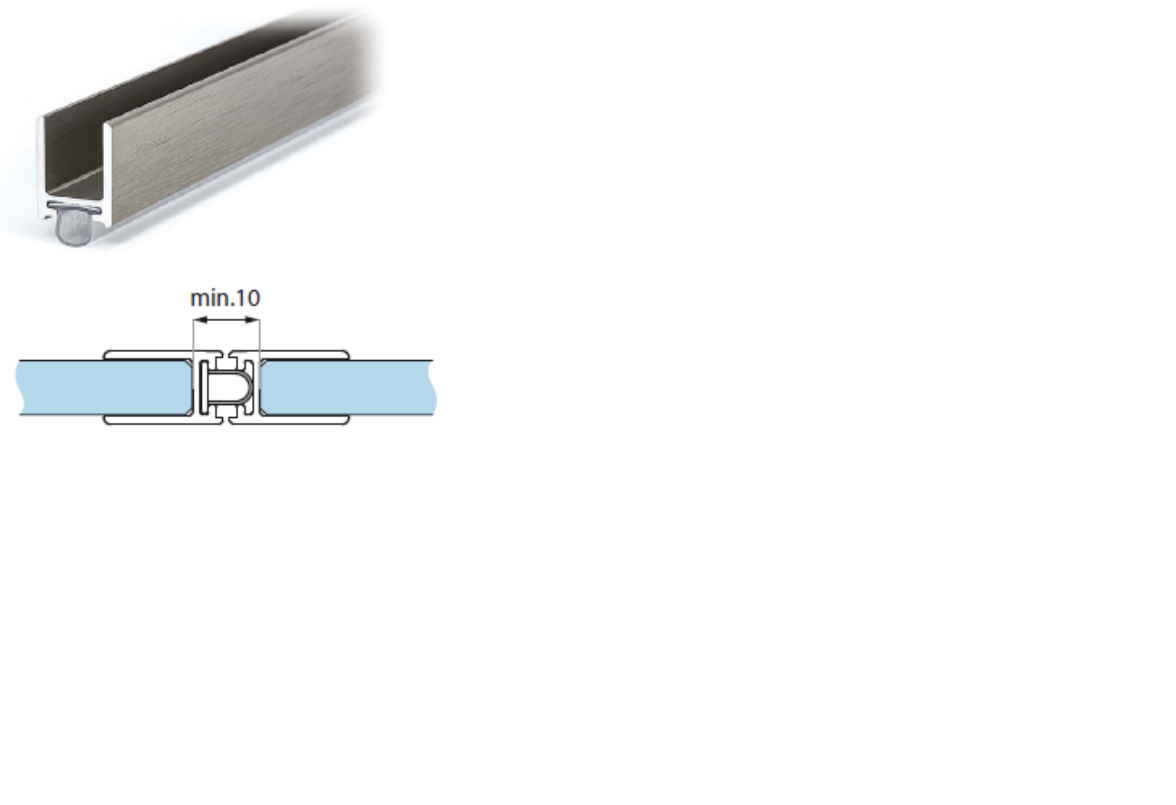 Akrila-alumīnija blīvprofils 8mm stiklam 2.2m