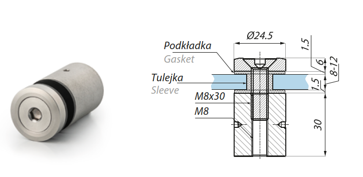 Punktveida stiprinājums Ø24,5mm