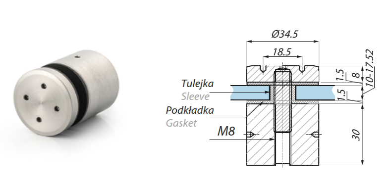 Punktveida stiprinājums Ø34,5mm