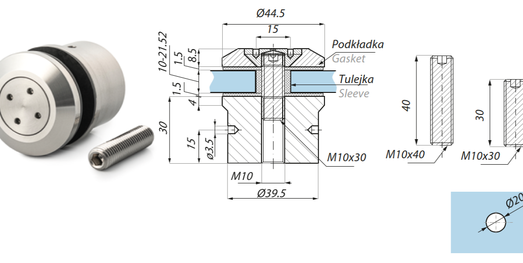 Punktveida stiprinājums Ø44,5mm
