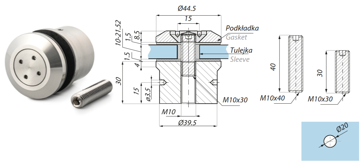 Punktveida stiprinājums Ø44,5mm