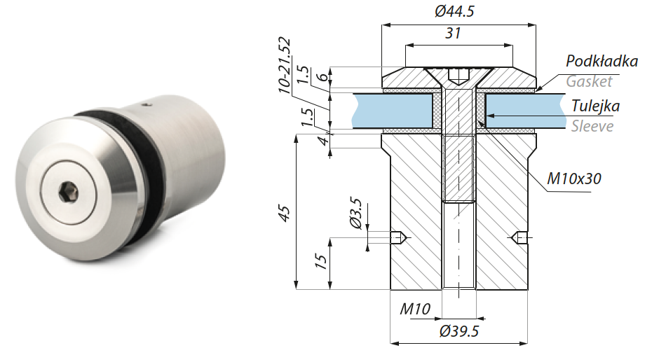 Punktveida stiprinājums Ø44,5mm