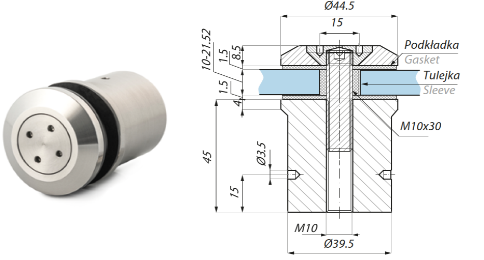 Punktveida stiprinājums Ø44,5mm