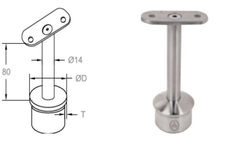 Stabiņa D42,4 mm gals ar roktura turētāju