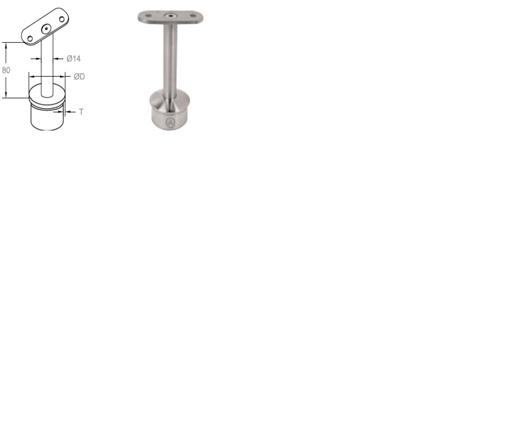 Stabiņa D42,4 mm gals ar roktura turētāju