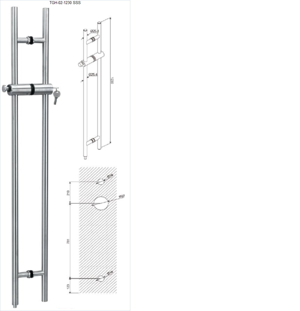 Durvju rokturis TG, slēdzams grīdā