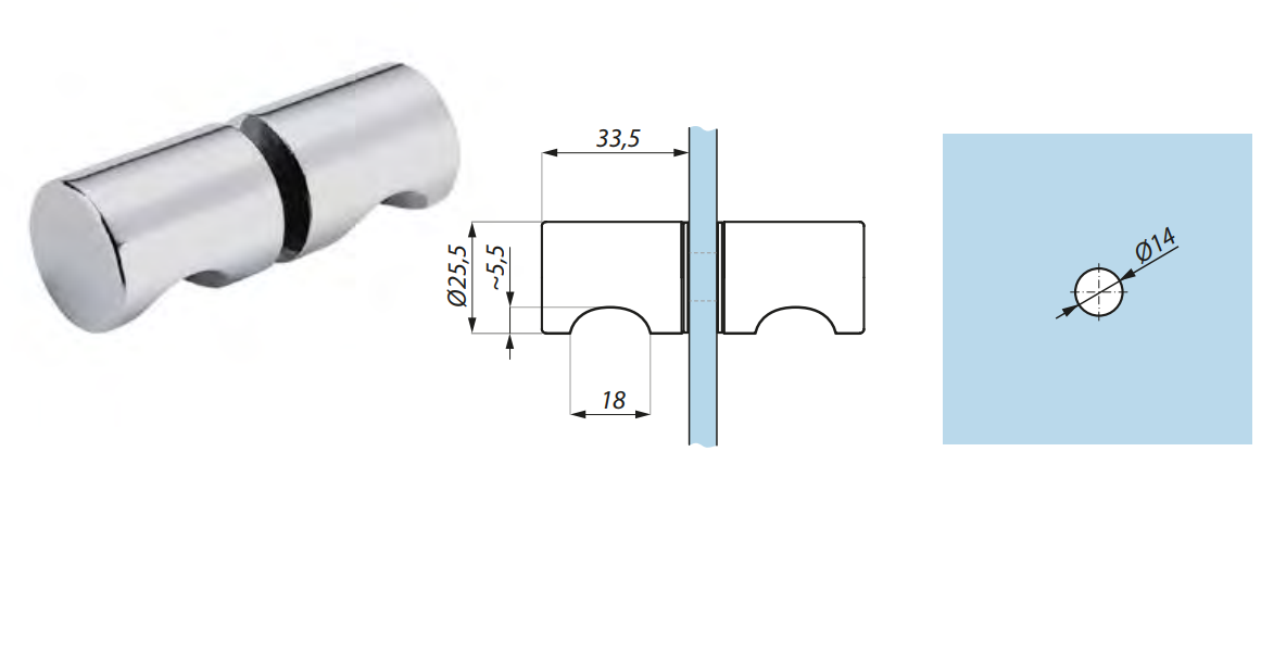 Dušas rokturis ø 25.5 mm
