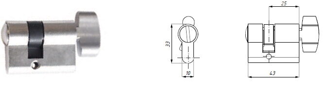 WC eirocilindrs 25+18 mm ar aizgriezni